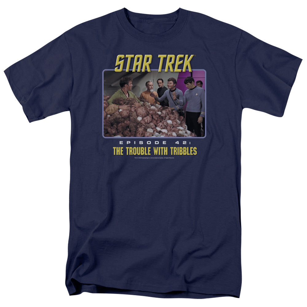 St:original - The Trouble With Tribbles - Short Sleeve Adult 18/1 - Navy T-shirt
