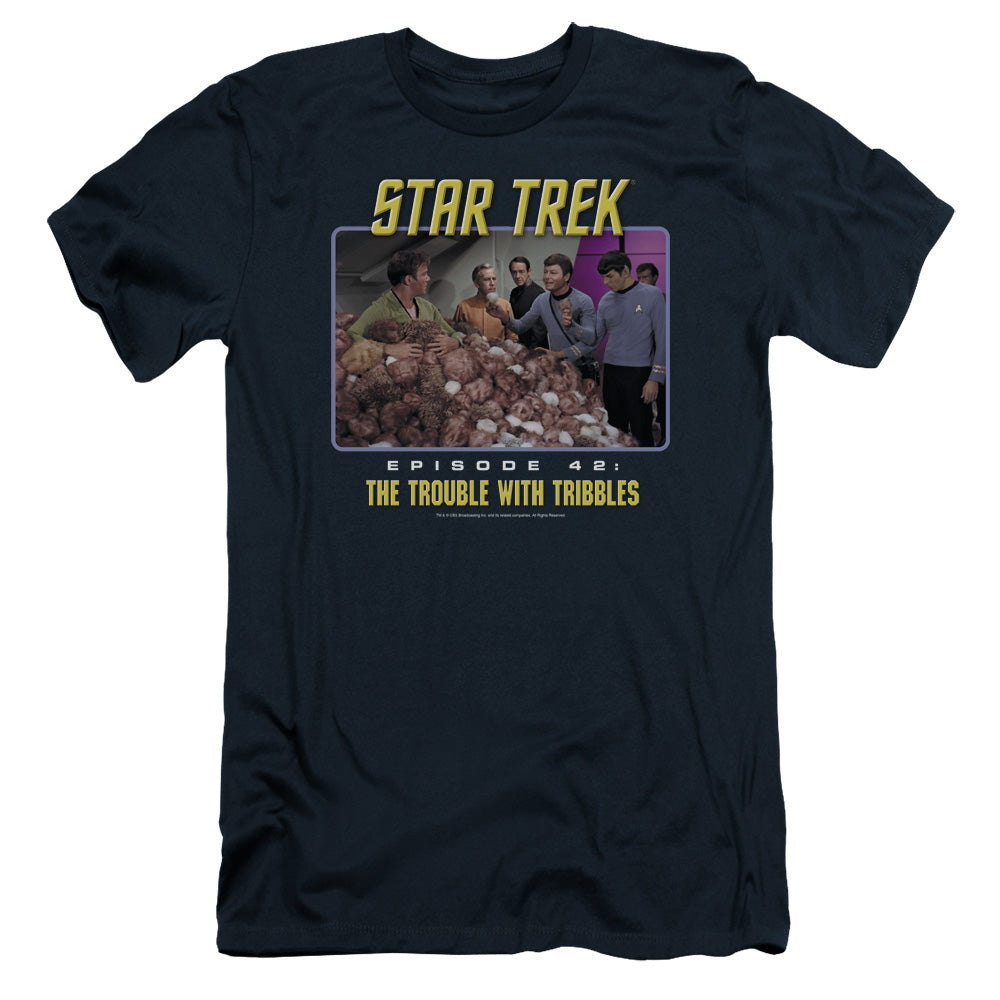 St:original - The Trouble With Tribbles - Short Sleeve Adult 30/1 - Navy T-shirt