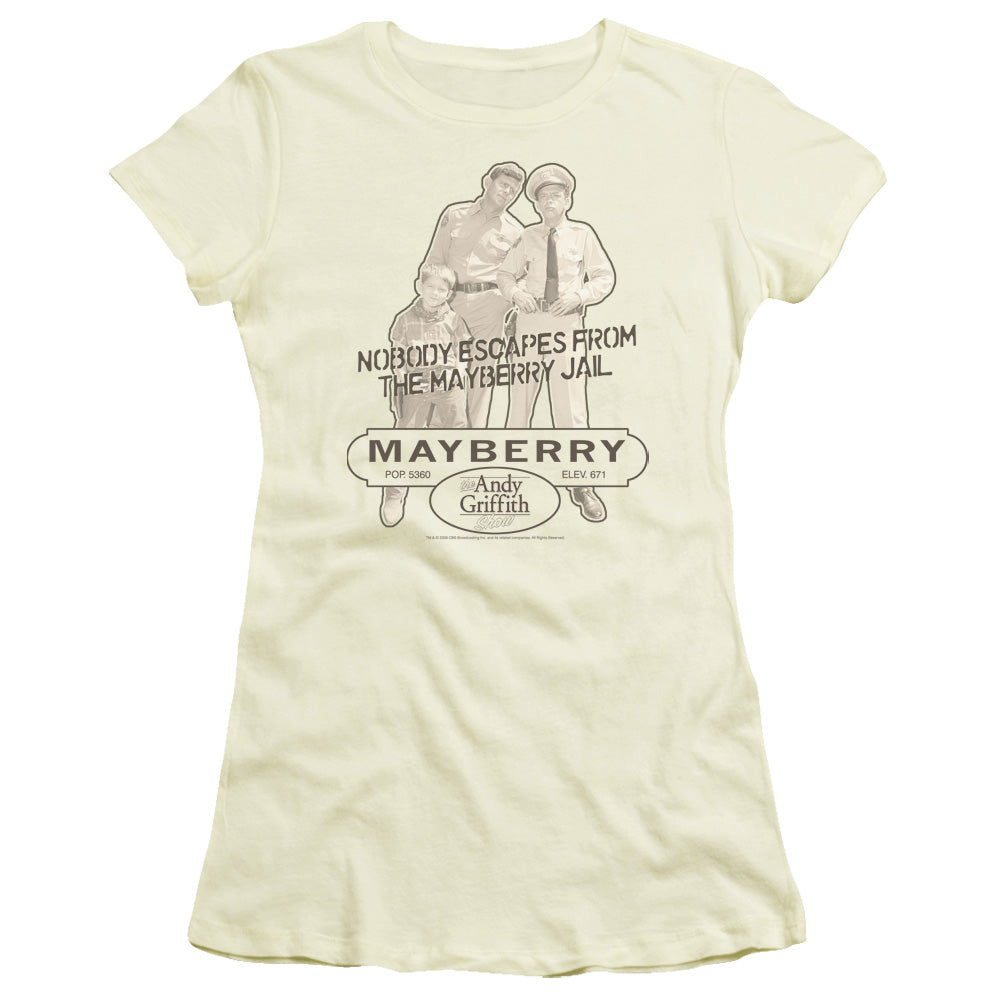 Andy Griffith - Mayberry Jail - Short Sleeve Junior Sheer - Cream T-shirt