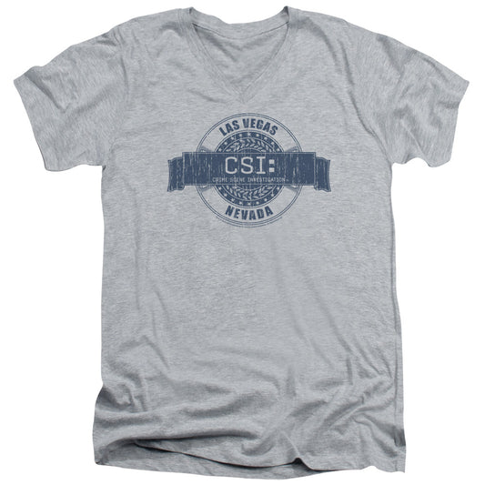 Csi - Vegas Badge - Short Sleeve Adult V-neck - Athletic Heather T-shirt