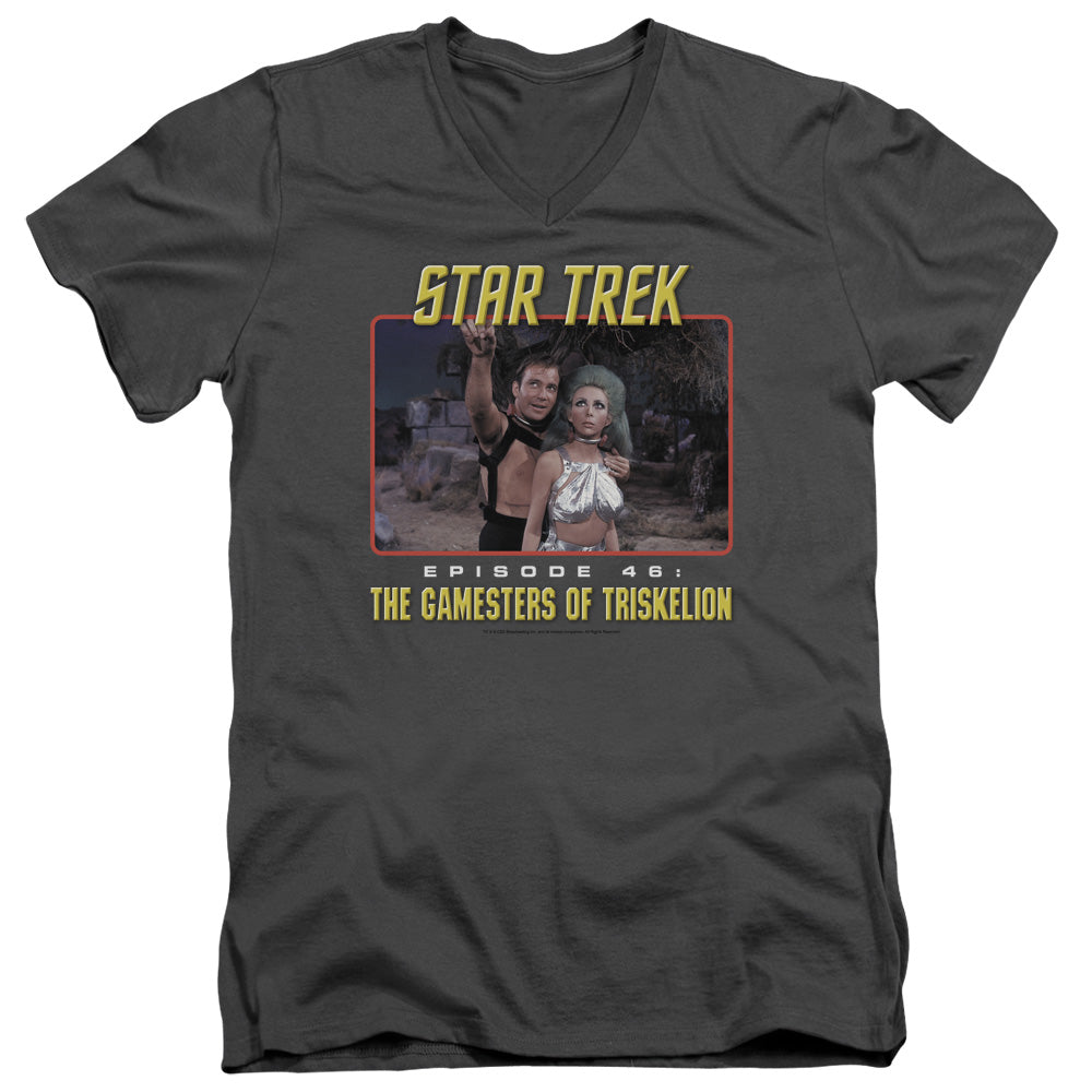 Star Trek - Episode 46 - Short Sleeve Adult V-neck - Charcoal T-shirt