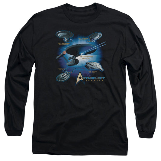 Star Trek - Starfleet Vessels - Long Sleeve Adult 18/1 - Black T-shirt