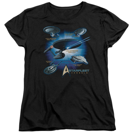 Star Trek - Starfleet Vessels - Short Sleeve Womens Tee - Black T-shirt