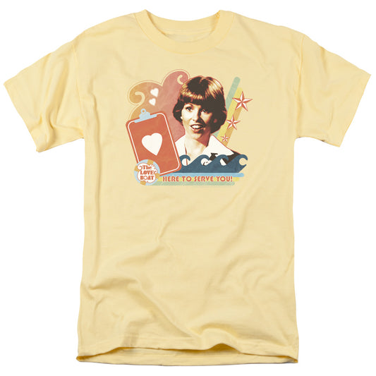 Love Boat - Here To Serve - Short Sleeve Adult 18/1 - Banana T-shirt