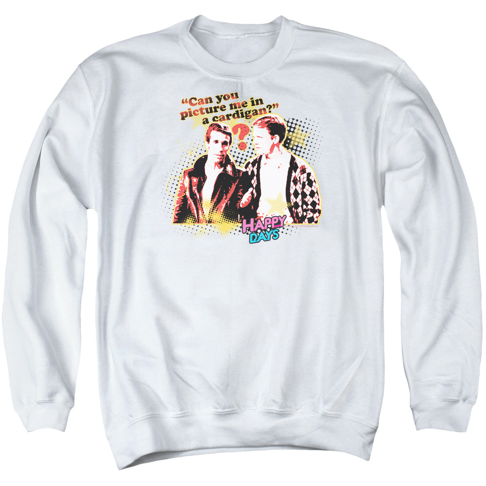 Happy Days - No Cardigans - Adult Crewneck Sweatshirt - White