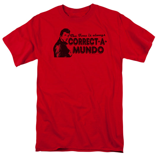 Happy Days - Correct A Mundo - Short Sleeve Adult 18/1 - Red T-shirt