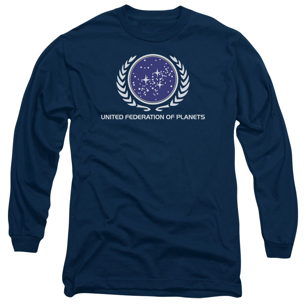 Star Trek - United Federation Logo - Long Sleeve Adult 18/1 - Navy T-shirt