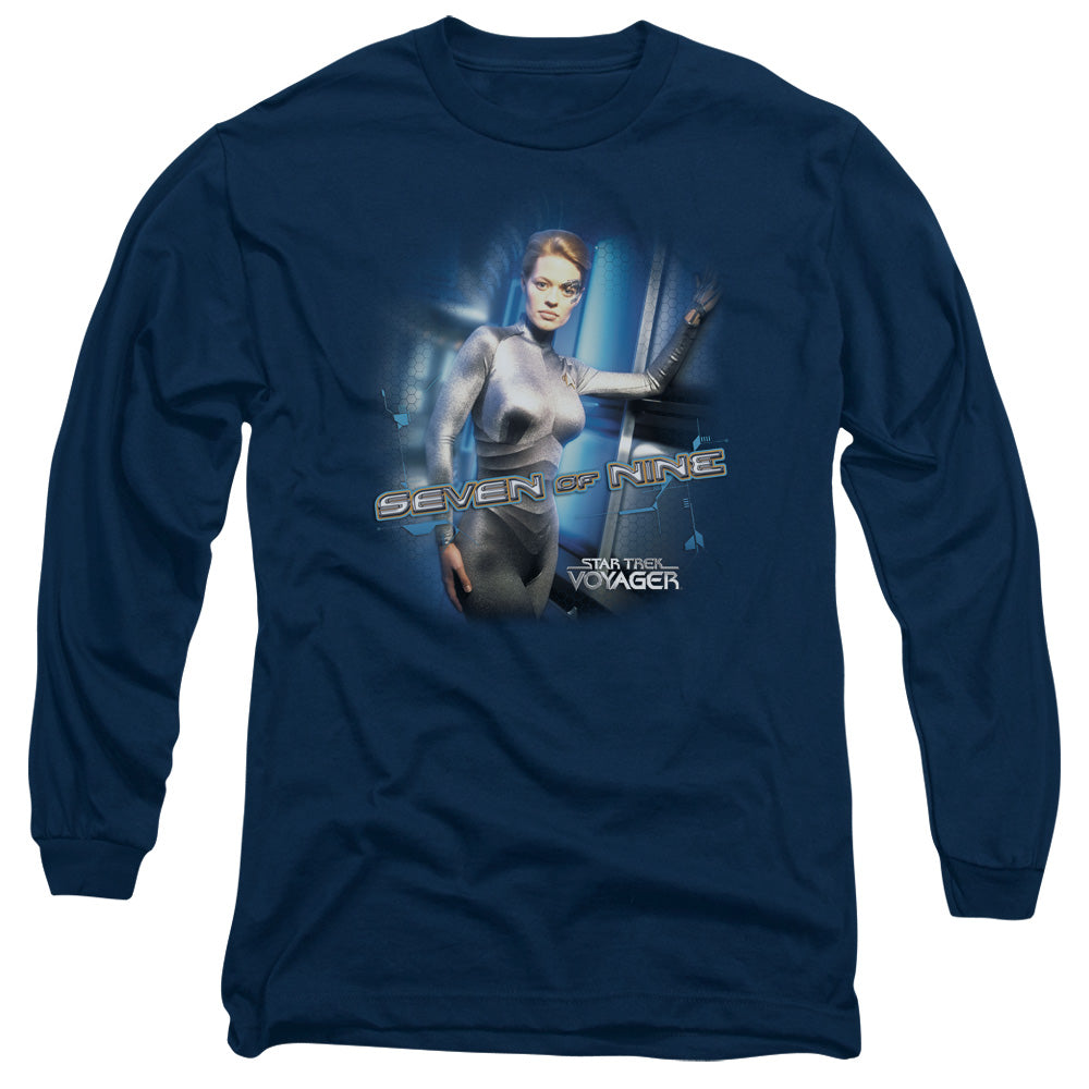 Star Trek - Seven Of Nine - Long Sleeve Adult 18/1 - Navy T-shirt