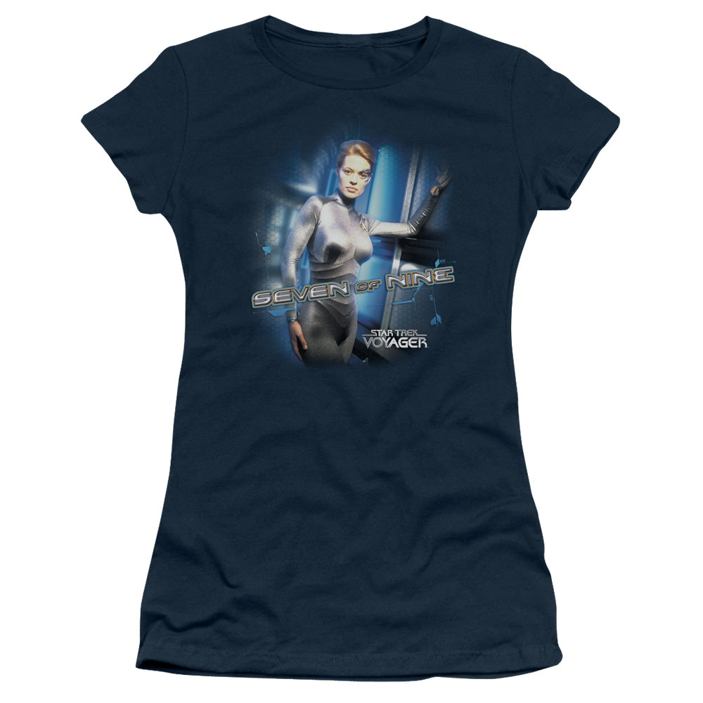 Star Trek - Seven Of Nine - Short Sleeve Junior Sheer - Navy T-shirt