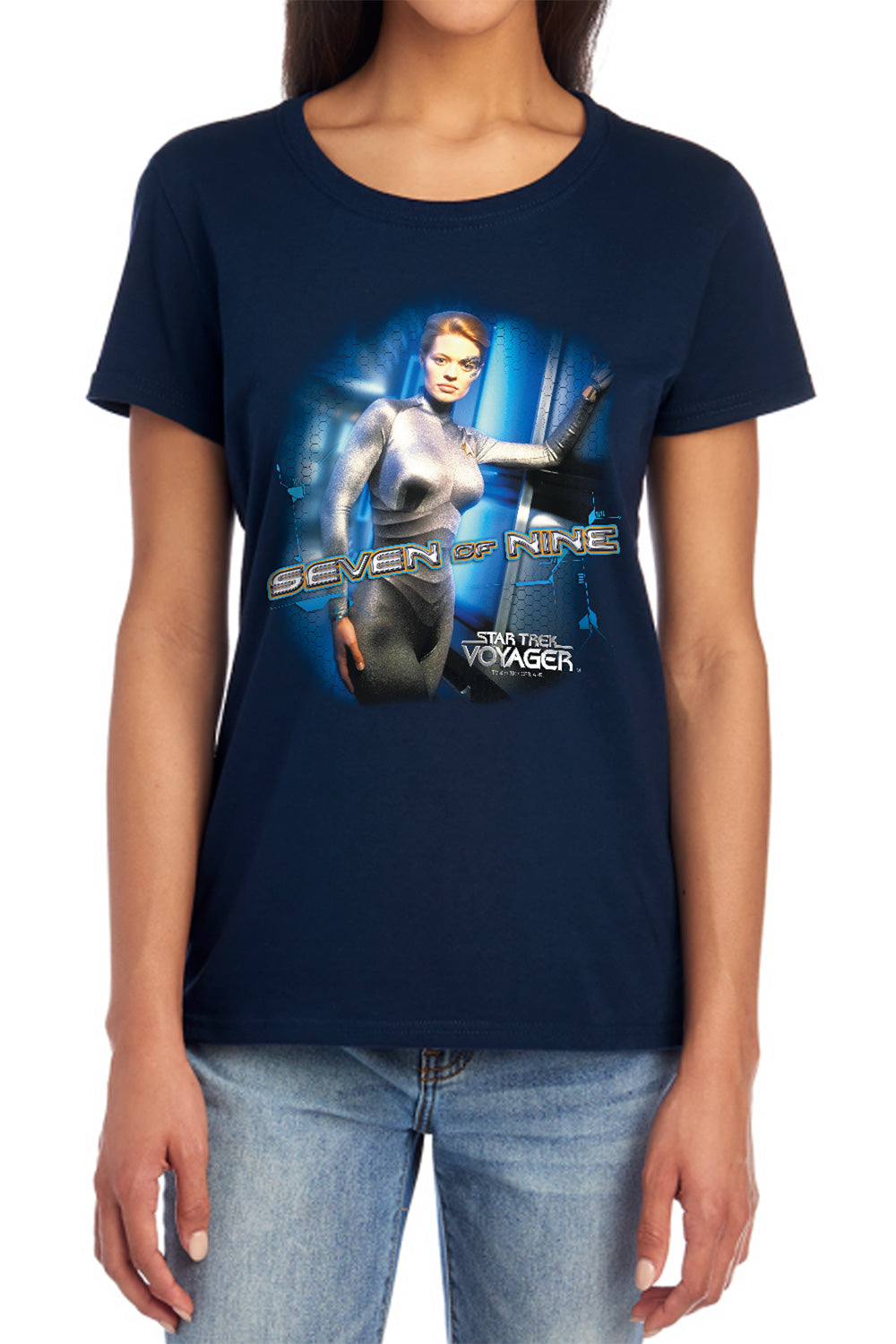 Star Trek - Seven Of Nine - Short Sleeve Womens Tee - Navy T-shirt