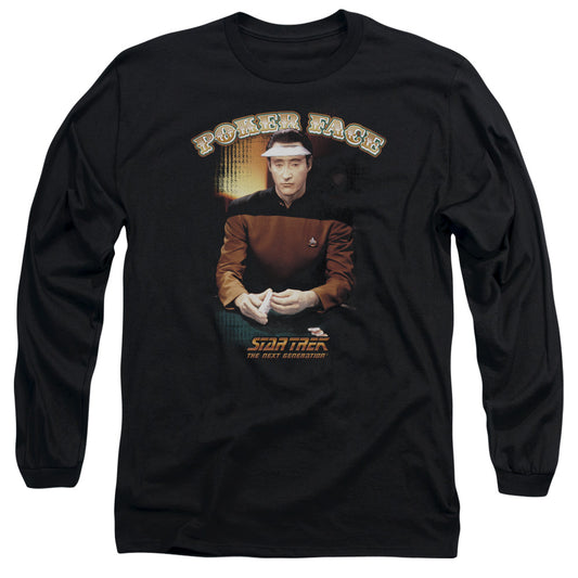 Star Trek - Poker Face - Long Sleeve Adult 18/1 - Black T-shirt