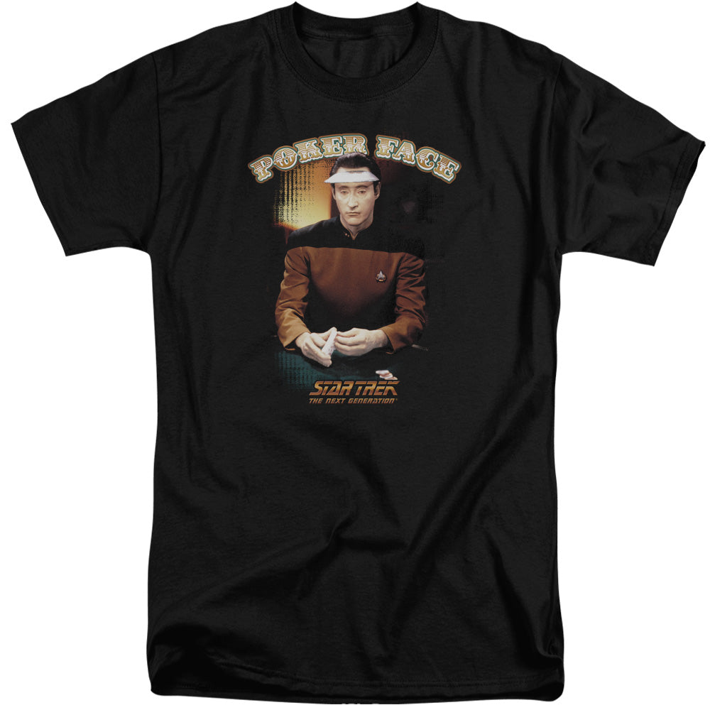 Star Trek - Poker Face - Short Sleeve Adult Tall - Black T-shirt