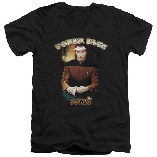 Star Trek - Poker Face - Short Sleeve Adult V-neck - Black T-shirt