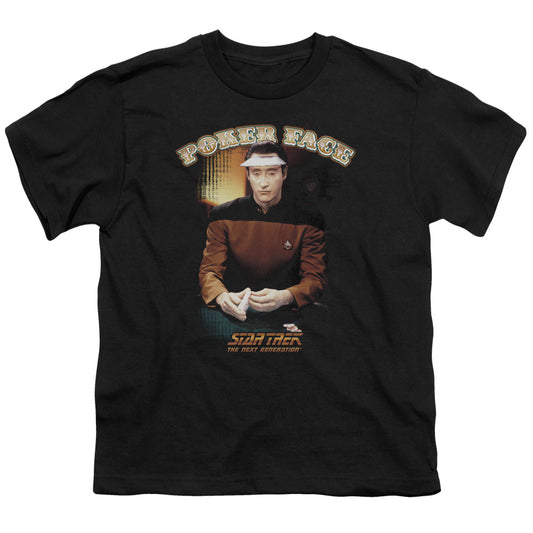 Star Trek - Poker Face - Short Sleeve Youth 18/1 - Black T-shirt