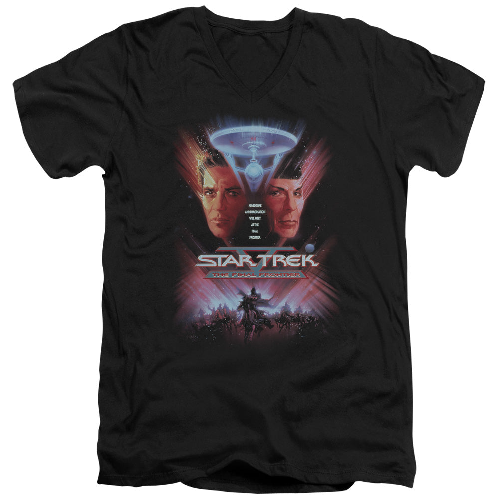 Star Trek - The Final Frontier(Movie) - Short Sleeve Adult V-neck - Black T-shirt