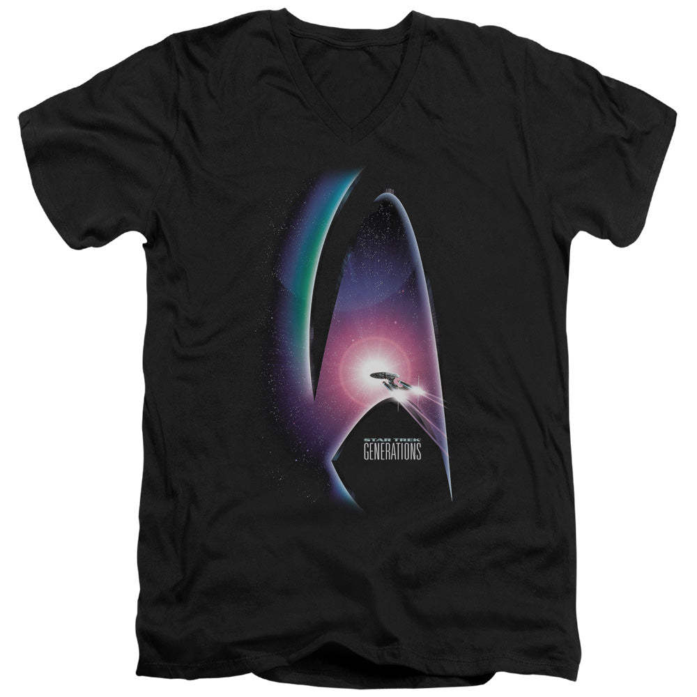Star Trek - Generations(Movie) - Short Sleeve Adult V-neck - Black T-shirt