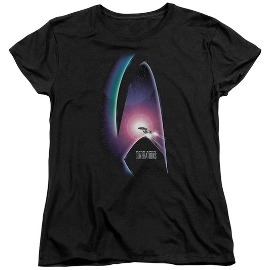 Star Trek - Generations(Movie) - Short Sleeve Women"s Tee - Black T-shirt