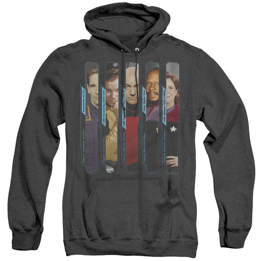 Star Trek - The Captains - Adult Heather Hoodie - Black