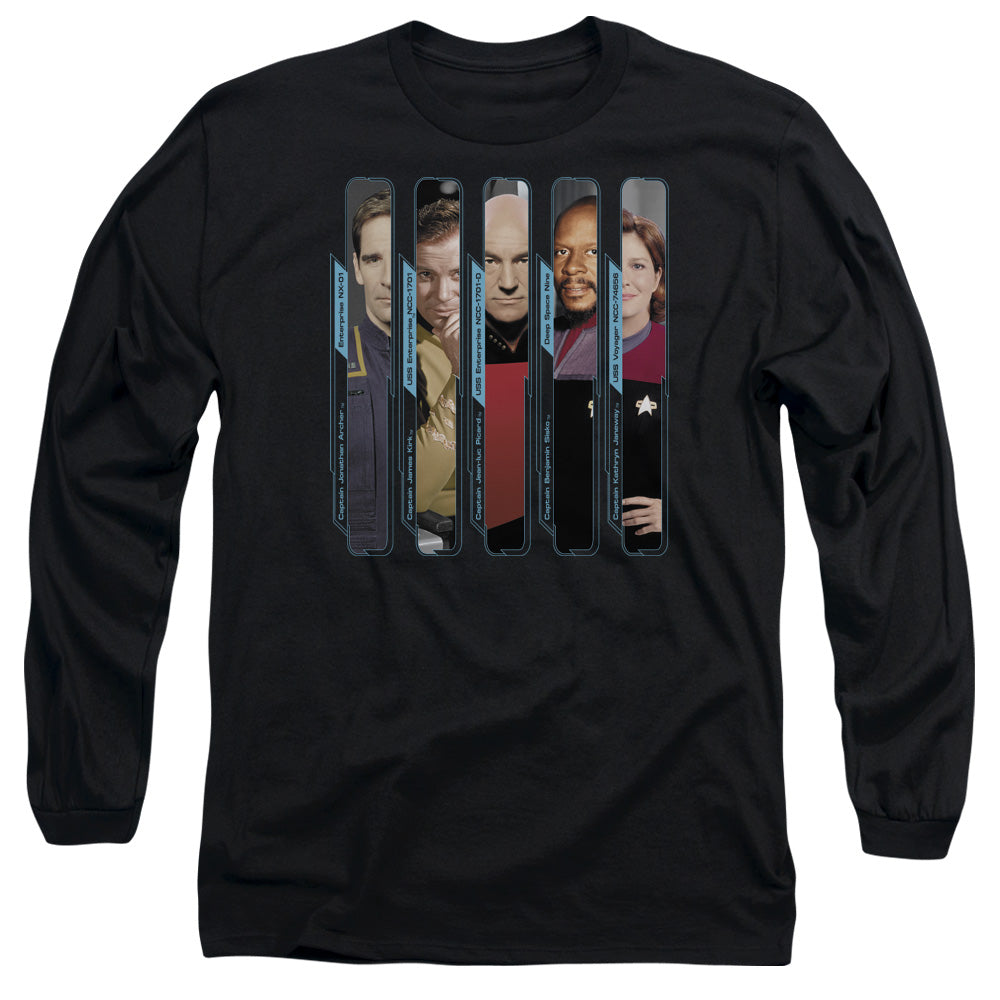 Star Trek - The Captains - Long Sleeve Adult 18/1 - Black T-shirt