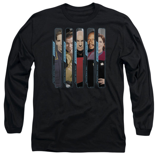 Star Trek - The Captains - Long Sleeve Adult 18/1 - Black T-shirt