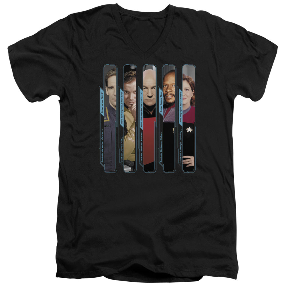 Star Trek - The Captains - Short Sleeve Adult V-neck - Black T-shirt