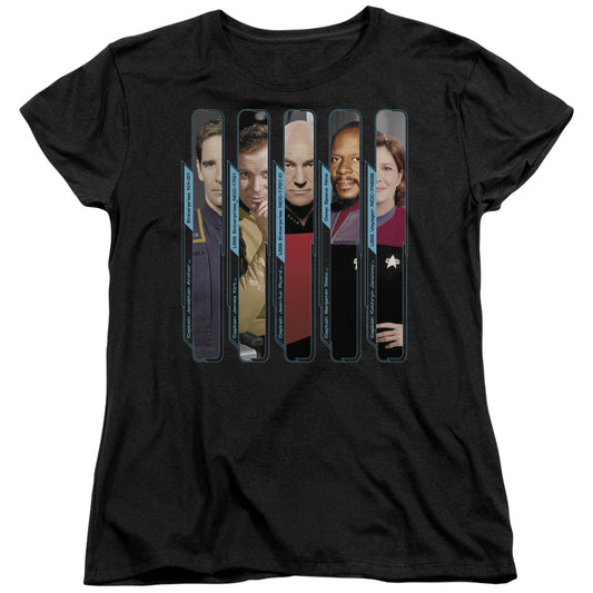 Star Trek - The Captains - Short Sleeve Womens Tee - Black T-shirt