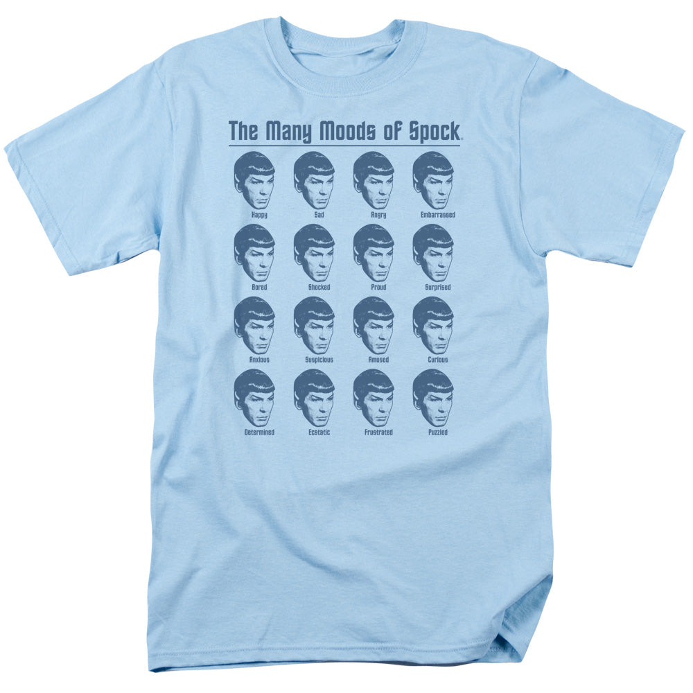 Star Trek - Many Moods Of Spock - Short Sleeve Adult 18/1 - Carolina Blue T-shirt