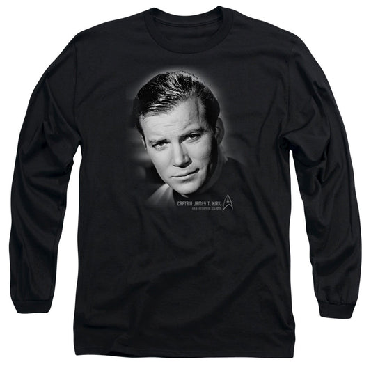 Star Trek - Captain Kirk Portrait - Long Sleeve Adult 18/1 - Black T-shirt