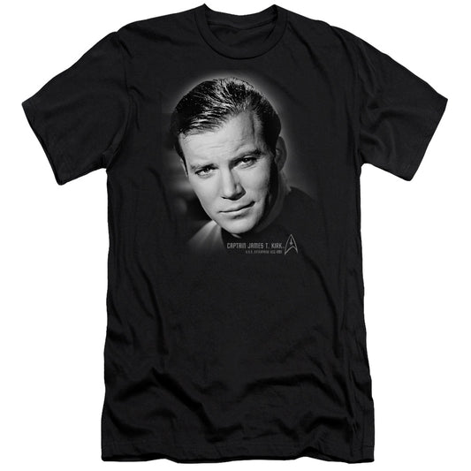 Star Trek - Captain Kirk Portrait-premuim Canvas Adult Slim Fit 30/1 - Black