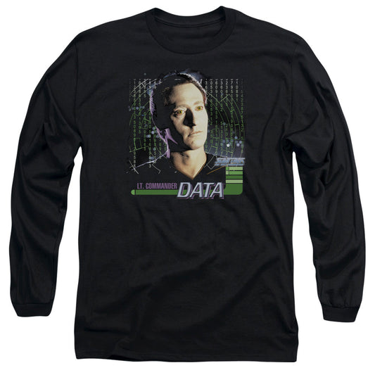 Star Trek - Data - Long Sleeve Adult 18/1 - Black T-shirt
