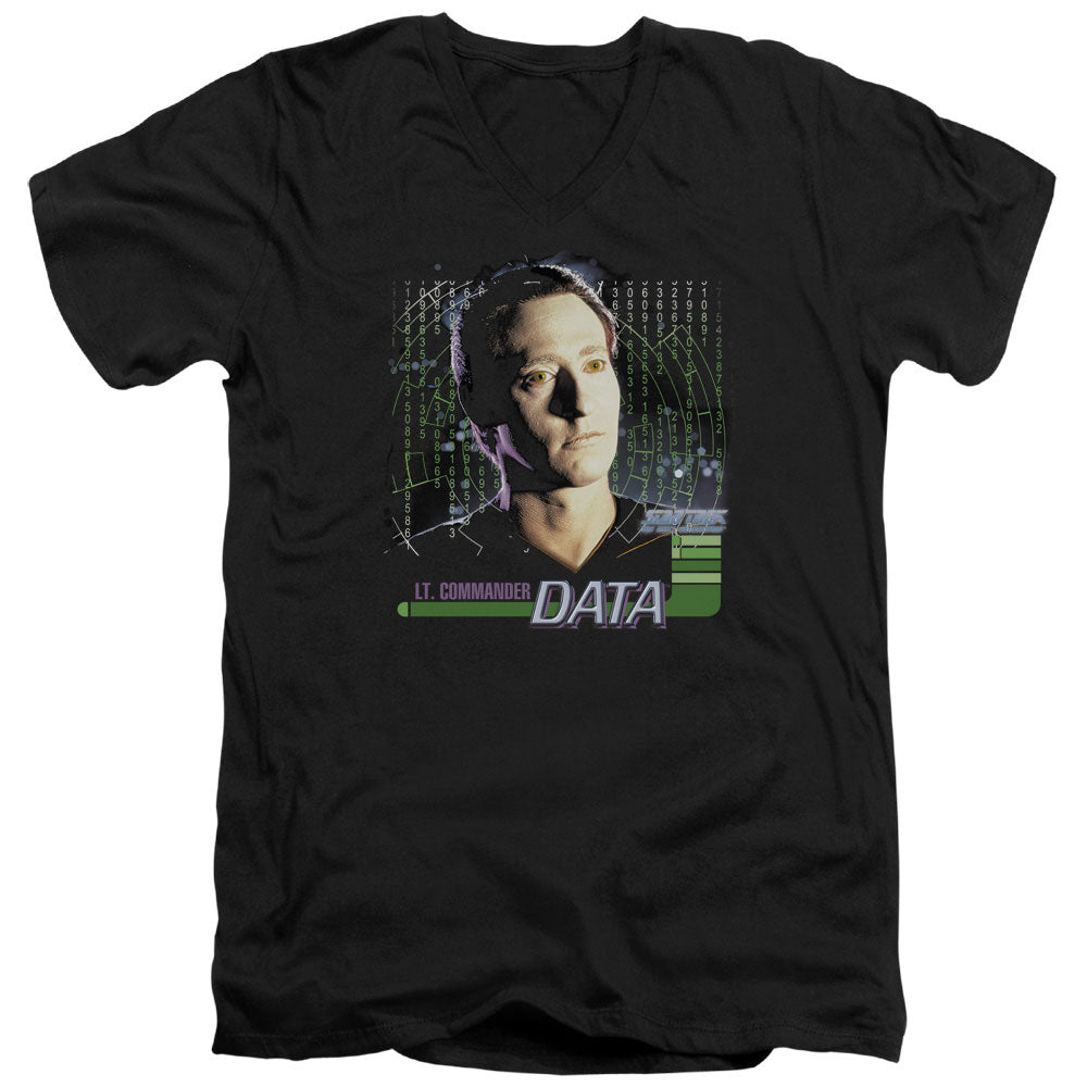 Star Trek - Data - Short Sleeve Adult V-neck - Black T-shirt