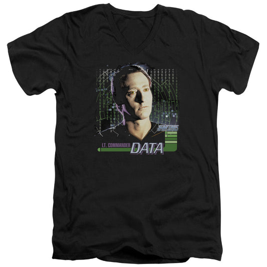 Star Trek - Data - Short Sleeve Adult V-neck - Black T-shirt