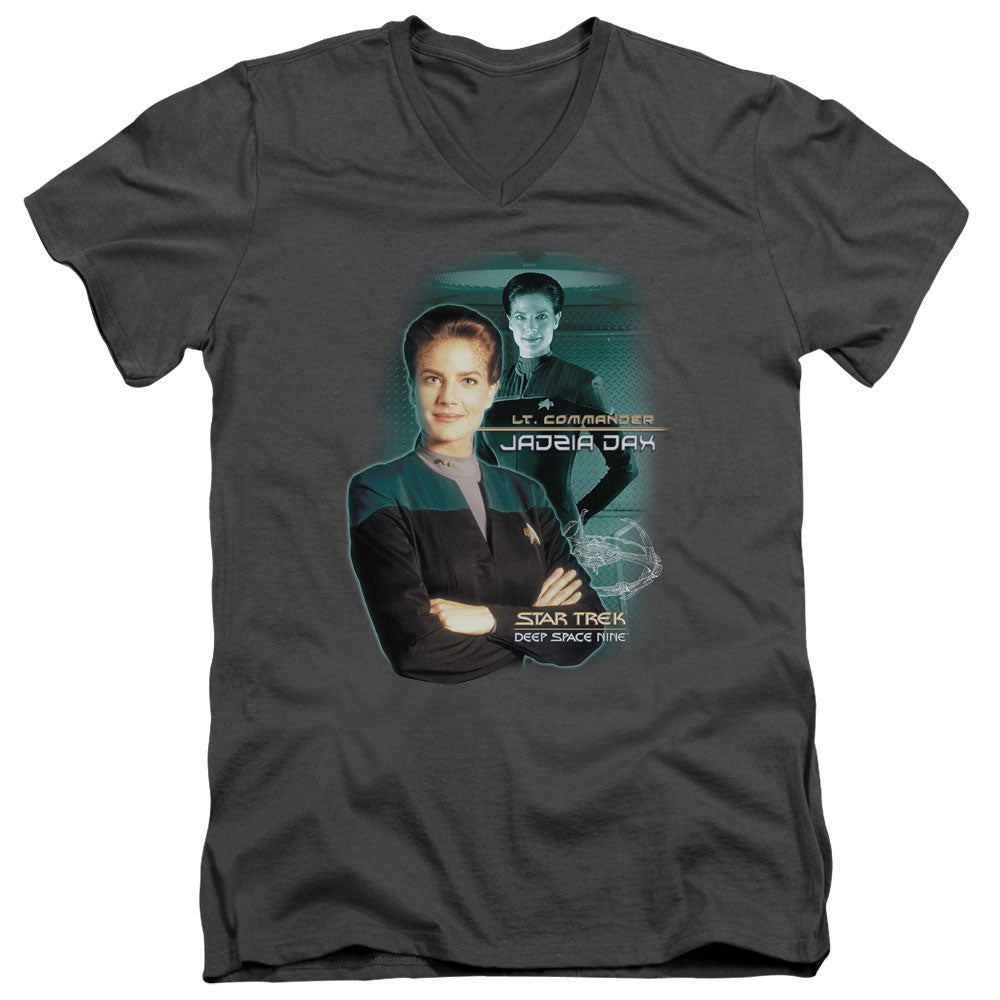 Star Trek - Jadzia Dax - Short Sleeve Adult V-neck - Charcoal T-shirt