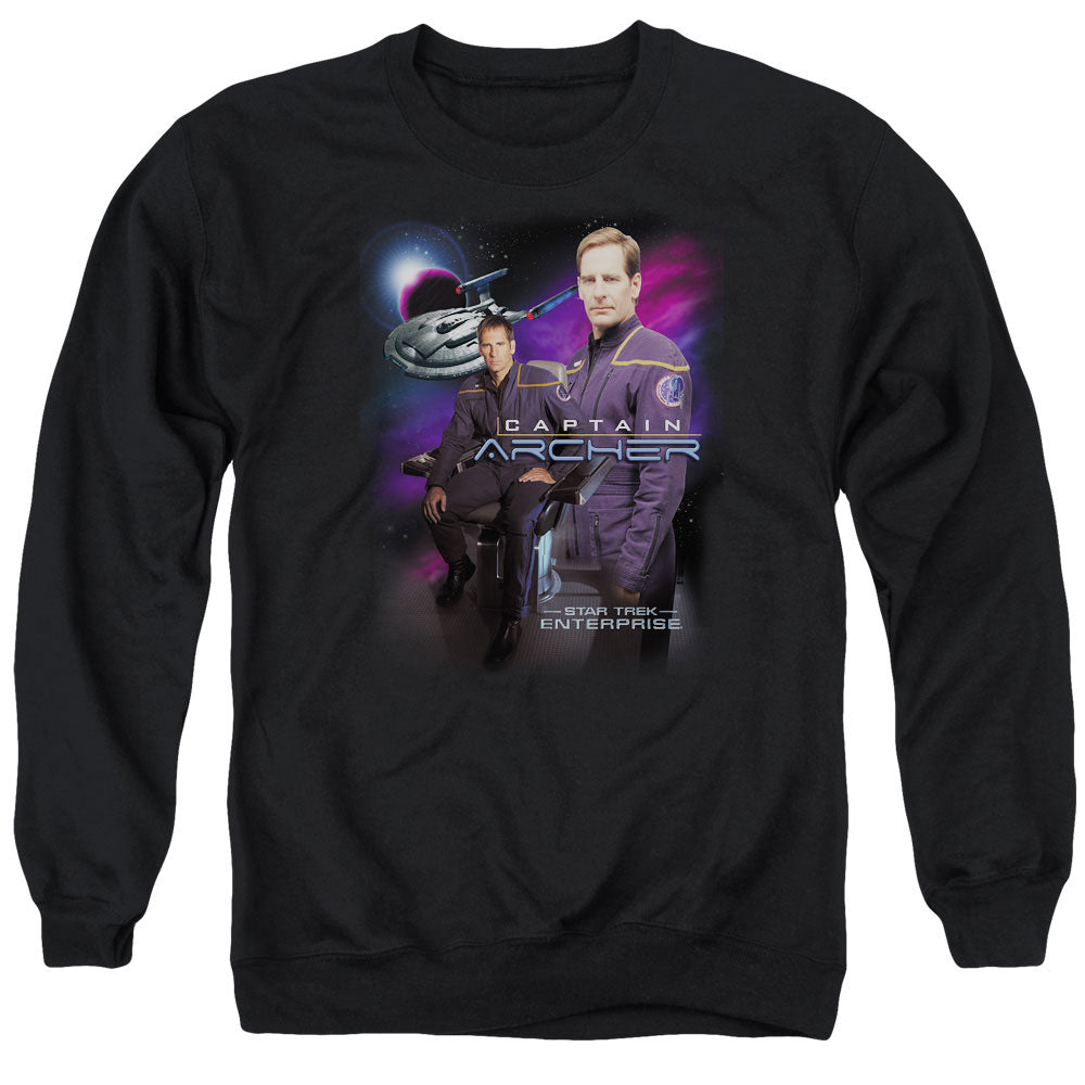 Star Trek - Captain Archer - Adult Crewneck Sweatshirt - Black
