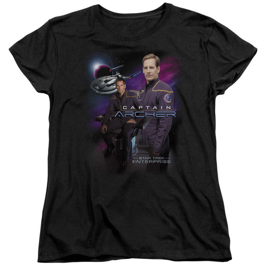 Star Trek - Captain Archer - Short Sleeve Womens Tee - Black T-shirt