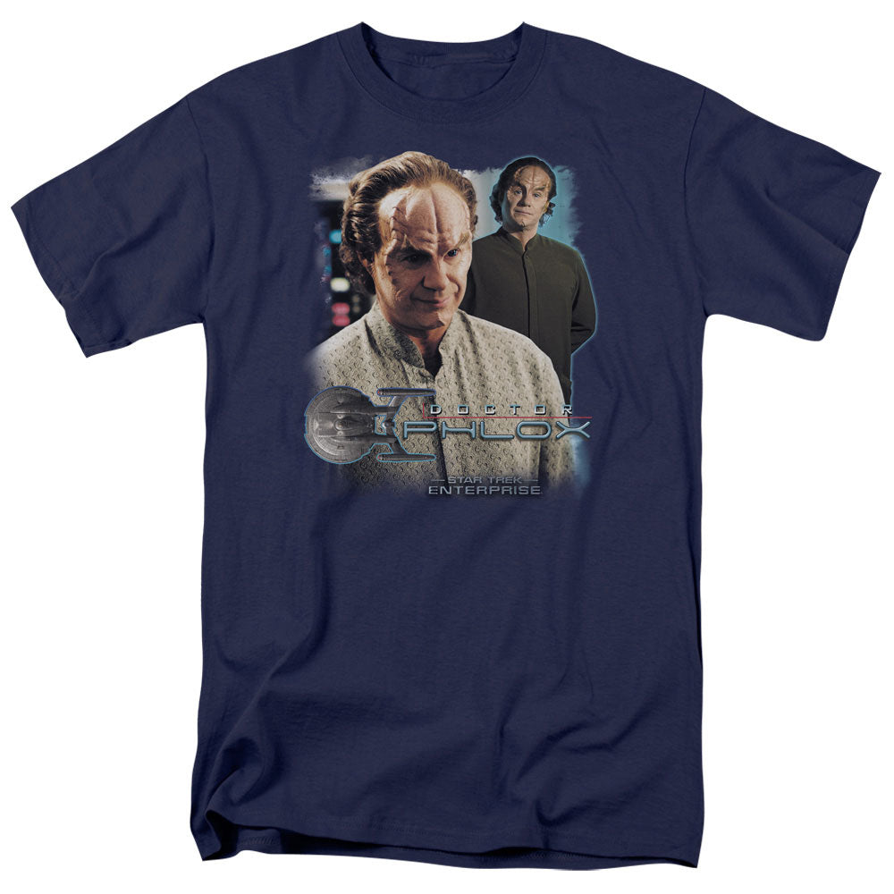 Star Trek - Doctor Phlox - Short Sleeve Adult 18/1 - Navy T-shirt