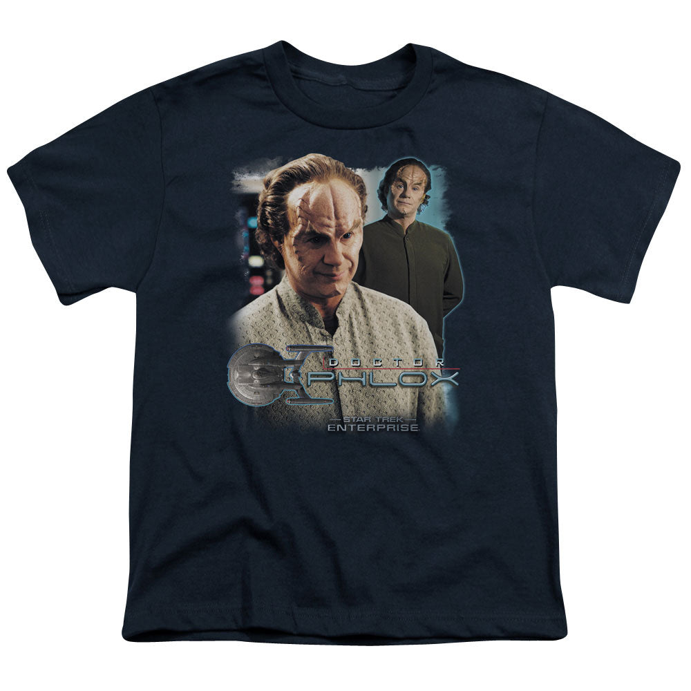 Star Trek - Doctor Phlox - Short Sleeve Youth 18/1 - Navy T-shirt