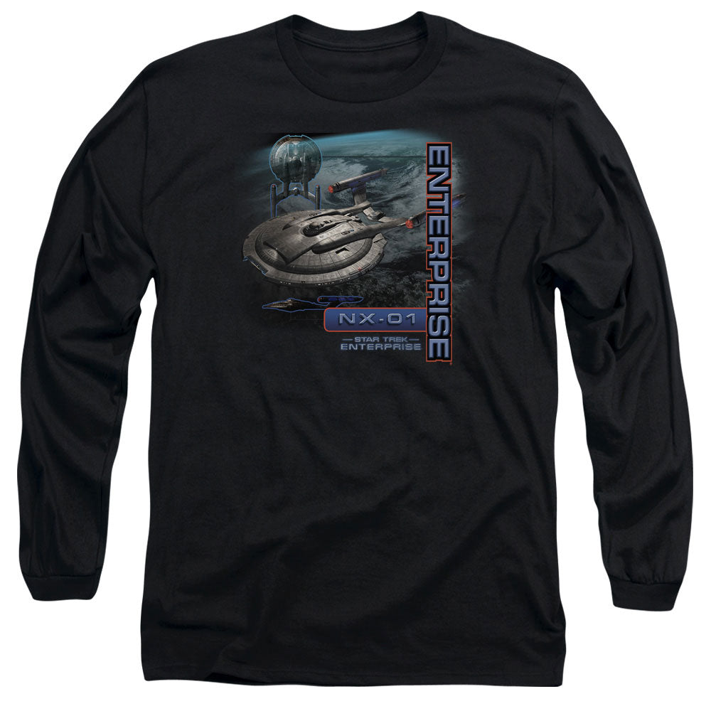 Star Trek - Enterprise Nx 01 - Long Sleeve Adult 18/1 - Black T-shirt