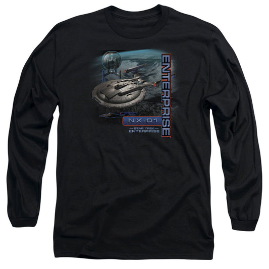 Star Trek - Enterprise Nx 01 - Long Sleeve Adult 18/1 - Black T-shirt