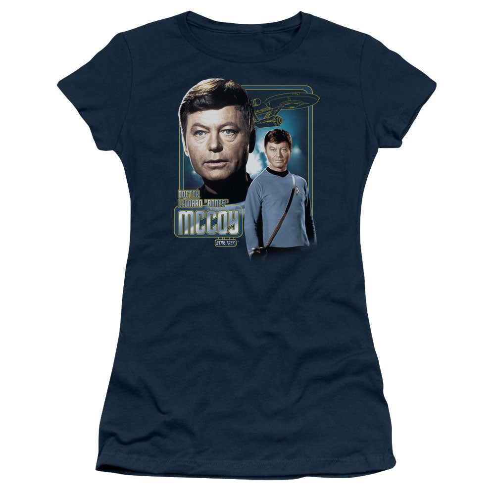Star Trek - Doctor Mccoy - Short Sleeve Junior Sheer - Navy T-shirt
