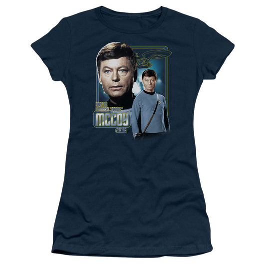Star Trek - Doctor Mccoy - Short Sleeve Junior Sheer - Navy T-shirt