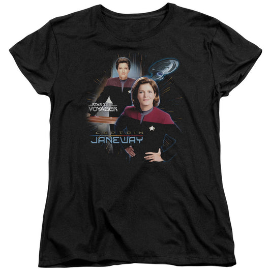 Star Trek - Captain Janeway - Short Sleeve Womens Tee - Black T-shirt
