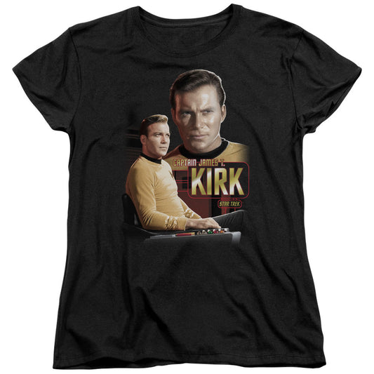 Star Trek - Captain Kirk - Short Sleeve Womens Tee - Black T-shirt