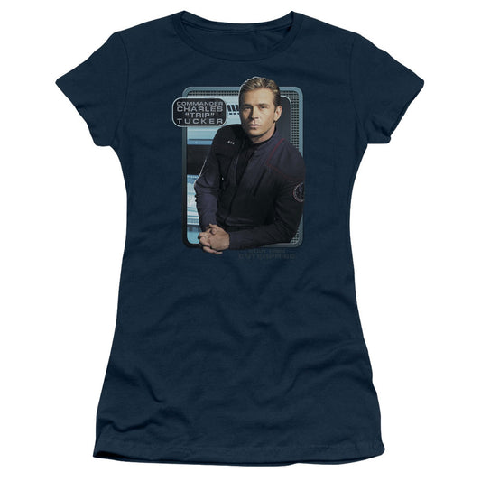 Star Trek - Trip Tucker - Short Sleeve Junior Sheer - Navy T-shirt