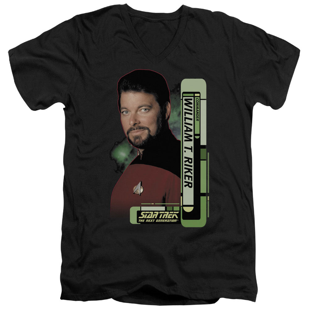 Star Trek - Riker - Short Sleeve Adult V-neck - Black T-shirt