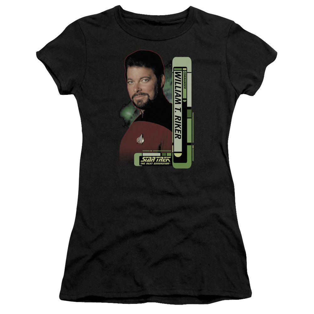 Star Trek - Riker - Short Sleeve Junior Sheer - Black T-shirt