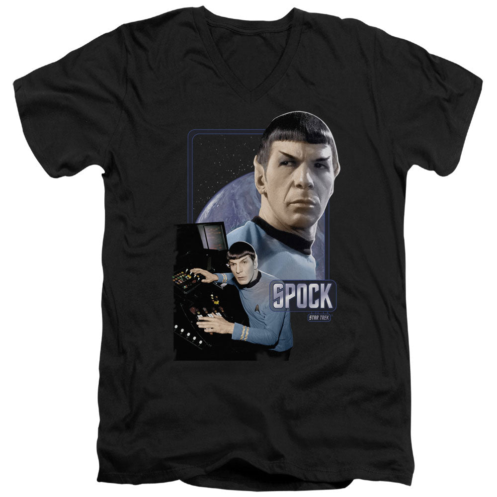 Star Trek - Spock - Short Sleeve Adult V-neck - Black T-shirt