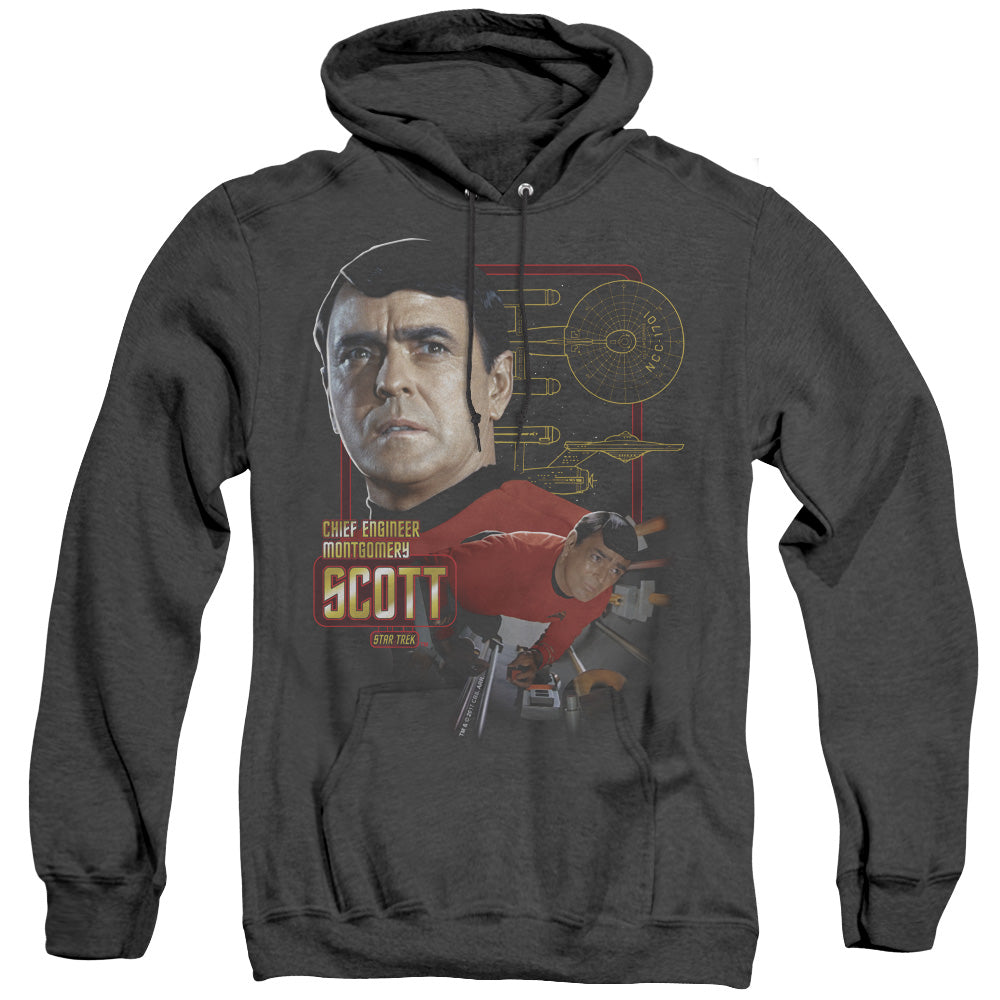 Star Trek - Chief Engineer Scott - Adult Heather Hoodie - Black