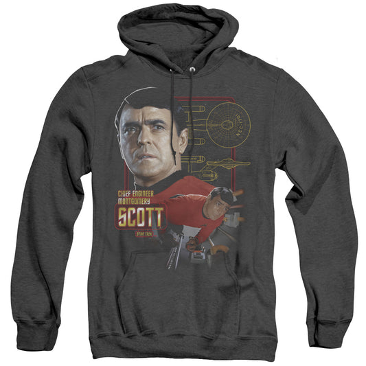 Star Trek - Chief Engineer Scott - Adult Heather Hoodie - Black
