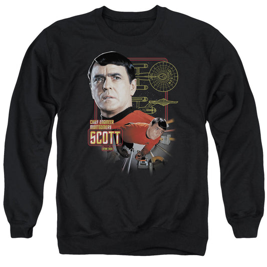 Star Trek - Chief Engineer Scott - Adult Crewneck Sweatshirt - Black